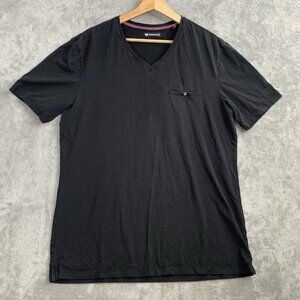 Buttercloth Shirt Mens Large Black Lightweight Soft Stretch Pocket V Neck Preppy